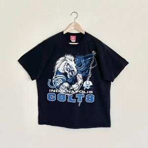 Vintage 90s Y2K NFL Indianapolis Colts Horse Graphic Black T Shirt Adult size XL